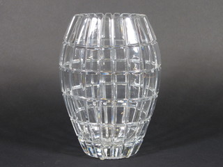 An oval cut glass vase 10"