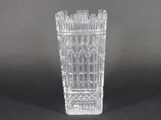 A square cut glass flower vase 12"