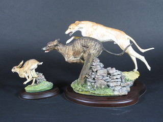 A Cotswold Arts Studio figure group - Hare and Hounds 9"