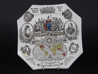An octagonal Victorian 1887 Jubilee plate 10"