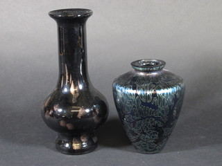 A Royal Brierley Studio Art Glass vase 5 1/2" and a club shaped  vase 8"
