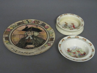 A Royal Doulton seriesware plate - The Parson and 2 Royal Doulton Bunnykins bowl
