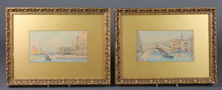 A pair of watercolour drawings "Venetian Scenes" indistinctly signed 4 1/2" x 8 1/2"