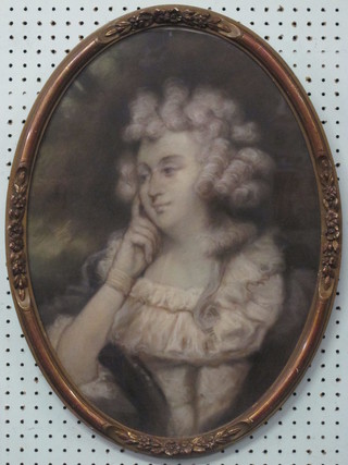 A gouache portrait "Noblewoman" 21" oval