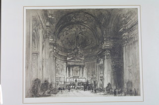 William Walcot, a monochrome etching "Interior of St Peter's" 18" x 23"