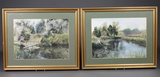 Marion Jones, pair of watercolour drawings "Lured and Hooked"  11" x 15" together with 1 volume "Hunter Pointer Retriever"  illustrated by Marion Jones