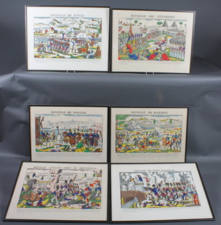 A set of 6 French 19th Century coloured prints "Napoleonic  Battle Scenes" 19" x 25"