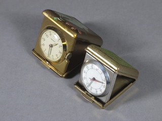 A 1930's travelling watch contained in a gilt metal chinoiserie case by Newmark and a 1 other