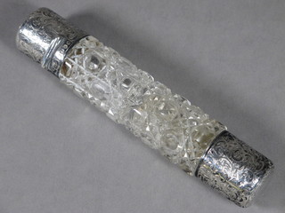 A Victorian hobnail cut double ended scent phial, London 1880