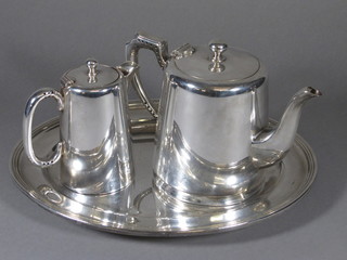 An oval hotel plate platter and a ditto teapot and hotwater jug