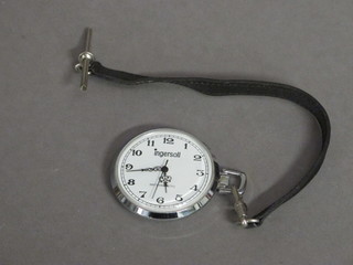 An Ingersoll pocket watch contained in a chrome case