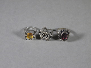 3 various silver dress rings