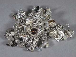 3 various silver charm bracelets together with 5 loose charms,