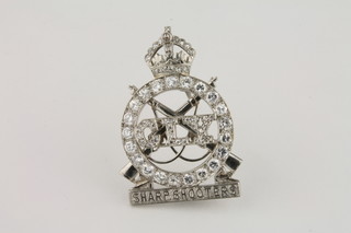 A platinum and diamond set sweetheart's brooch for the County  of London Yeomanry - Sharp Shooters  ILLUSTRATED