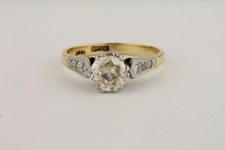 A lady's 18ct gold dress ring set a solitaire diamond, approx  0.80ct