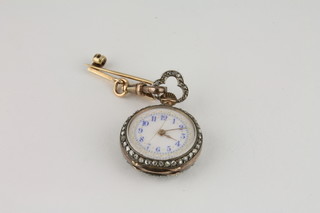 A lady's rose diamond set pendant watch engraved Souvenir Monte-Carlo 29 from Charli, containing 181 rose diamonds