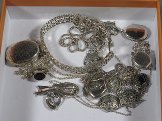 A collection of silver costume jewellery