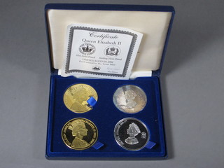 2 silver 1977 Silver Jubilee limited crowns and 2 do. gold plated Golden Jubilee crowns