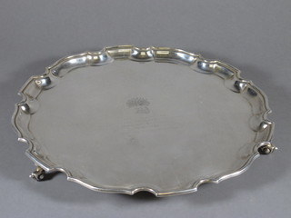 A circular silver plated salver with Honourable Artillery Co. inscription