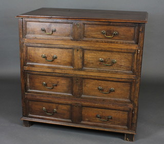 A 17th/18th Century Continental oak chest of 4 long drawers 39"