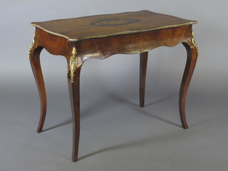 A Continental walnut centre table of serpentine outline, fitted a  drawer and raised on cabriole supports 36"