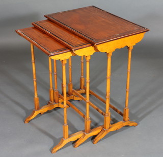 A nest of 3 19th Century mahogany rectangular interfitting coffee tables 22"
