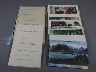 A collection of various postcards and Ladies Night menus etc