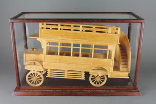 A match stick model of a vintage double decker bus 18"