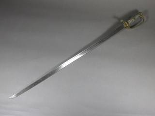A WWII Japanese Naval Lieutenants sword with 27" blade and  gilt grip