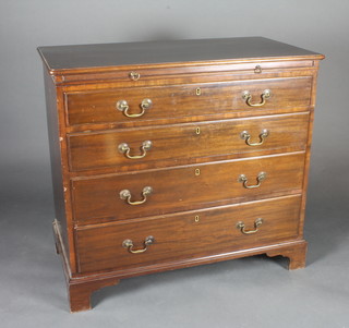 A Georgian mahogany chest fitted a brushing slide above 4 long drawers with brass swan neck handles, raised on bracket feet 38"