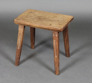 A rectangular elm stool raised on square tapering supports 16"
