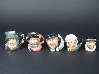 5 various Doulton character jugs - Rip Van Winkle D6463 4",  Sarey Gamp D5451, Captain Ahab D6505, Beefeater and Falstaff  D6385