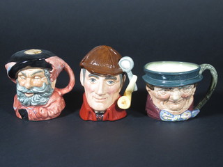3 Royal Doulton character jugs - Tony Weller, Sir John Falstaff  D6385 and The Sleuth D6773 4"