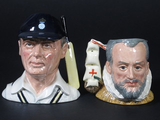 3 Royal limited edition Royal Doulton character jugs - Armada,  King Philip II of Spain D6822 and The Hampshire Cricketer  D6739