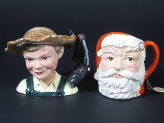 2 Royal Doulton character jugs - Santa Claus D6705 and Huckleberry Finn D7177  ILLUSTRATED