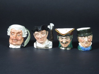 4 Royal Doulton character jugs - Dick Turpin, Mr Micawber, Williamsburg Gunsmith D6587 and The Lawyer D6524 2"