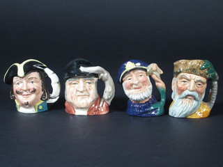 4 Royal Doulton character jugs - Captain Henry Morgan D6510,  The Old Salt D6557, Robinson Crusoe D6546, Gone Away D6545