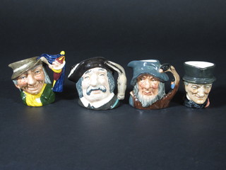 4 Royal Doulton character jugs - John Peel, Don Quixote D6518, Rip Van Winkle D6517 and Punch & Judy Man 3"