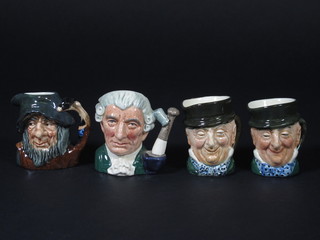 4 Royal Doulton character jugs - Micawber x 2, Williamsburg  Apothecary D6581 and Rip Van Winkle 2"