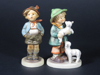 2 Hummel figures - standing boy 5" and Shepherd Boy