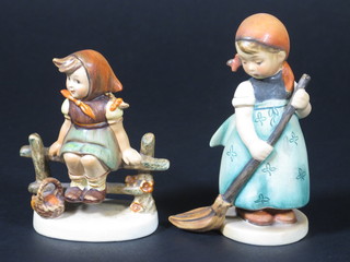 2 Hummel figures - Just Resting 4" and standing girl with broom