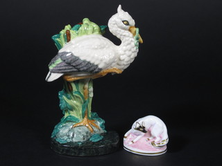 A Minton limited edition figure of a standing stork 6" and a  Royal Worcester figure of a seated fox, boxed,