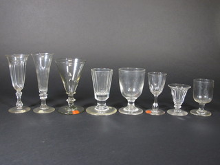 8 various antique wine glasses