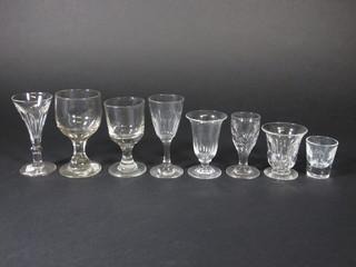 8 various Antique wine glasses