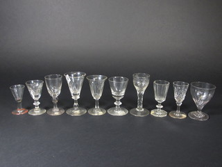 10 various antique wine glasses