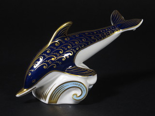 A Royal Crown Derby figure of a dolphin marked L1 4"