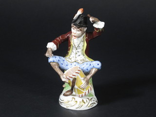 A late Dresden porcelain figure - The Monkey Drummer, f, 6"