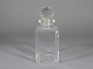 A square cut glass spirit decanter and stopper 6"