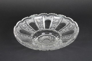 A circular cut glass bowl 12"