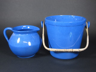 An Adderley's blue glazed jug and pail set